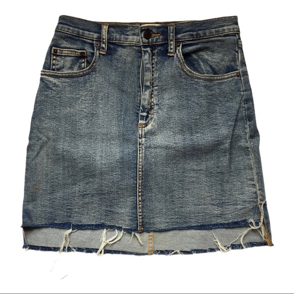 Aritzia Wilfred Free cut off high waisted raw edge denim jean skirt size 6 - Picture 4 of 11